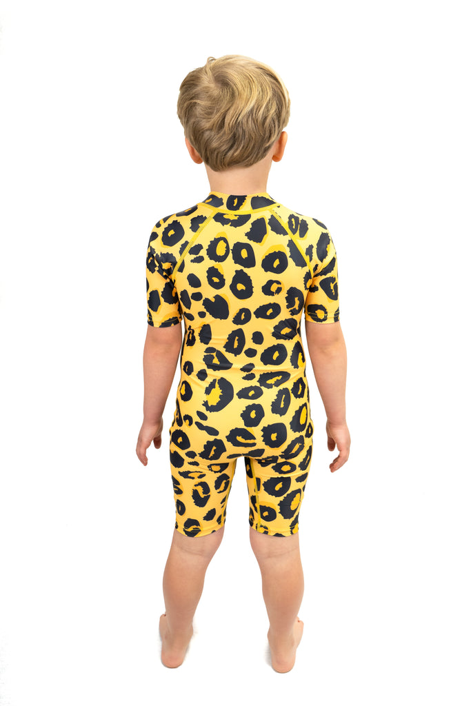 Saltskin Leopard kid Sun suit shorty
